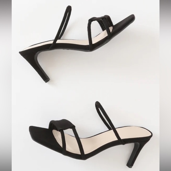 Norah Black Suede Square-Toe High‎ Heel Sandals - Picture 6 of 6